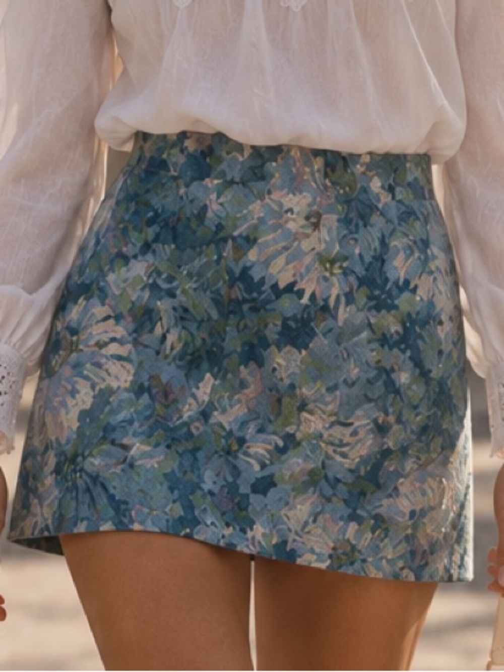 Stevie by Steve Madden Floral Tapestry Lace-Up Mini Skirt Size L NWT